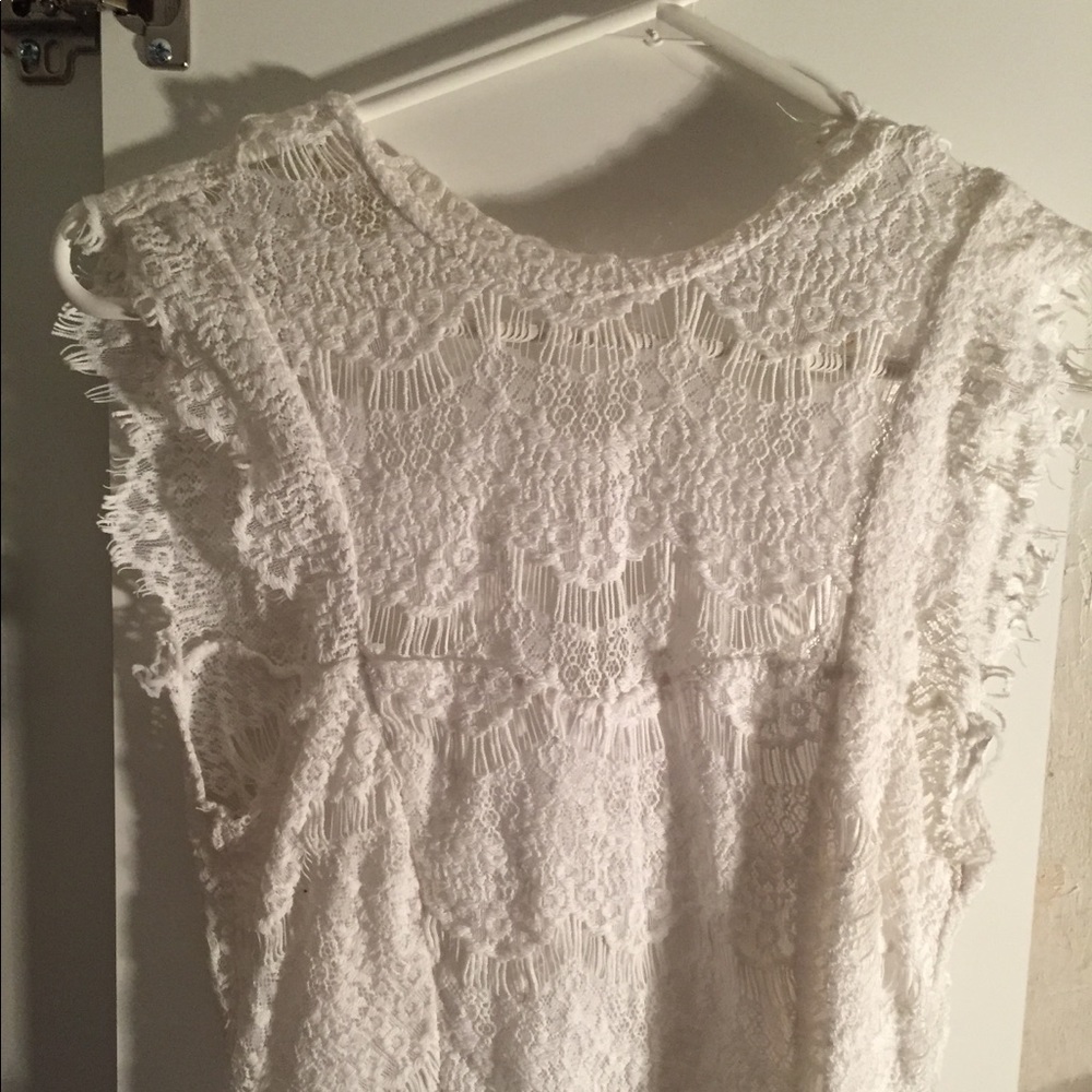 Free people white lace mini dress low back